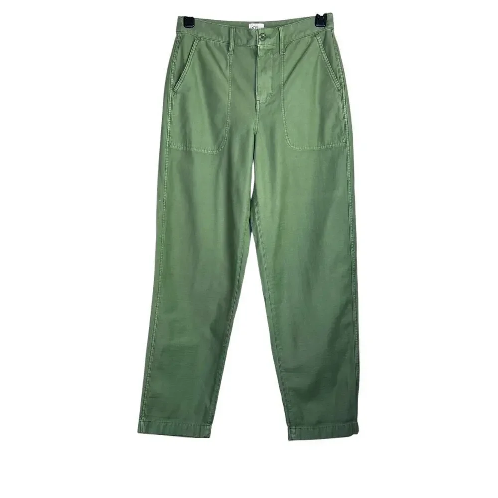 J.Crew Camp Utility Pant Tapered Leg 100% Cotton in Green Style AQ636 Sz. 6 Tall